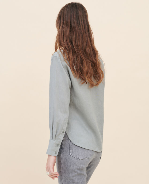 Chemise sans col en lin 07 gray