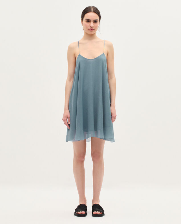Robe courte en mousseline  K631 blue lake