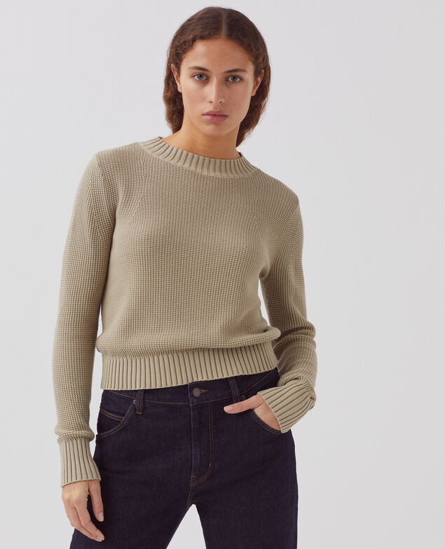 Pull col rond en coton H520 terre