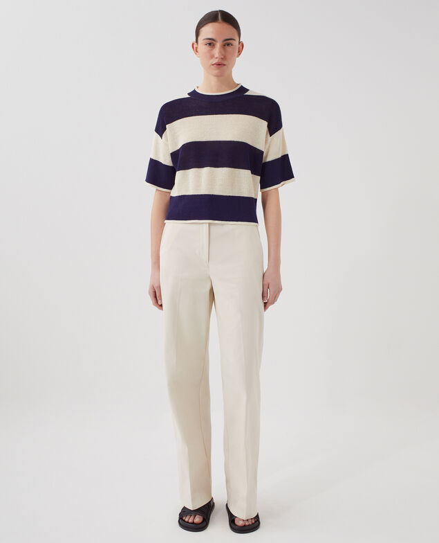 Pull cropped à manches courtes en lin H692 large baritone