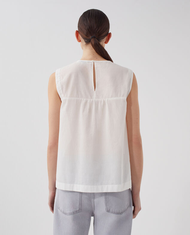 Top sans manches en voile de coton H013 gardenia