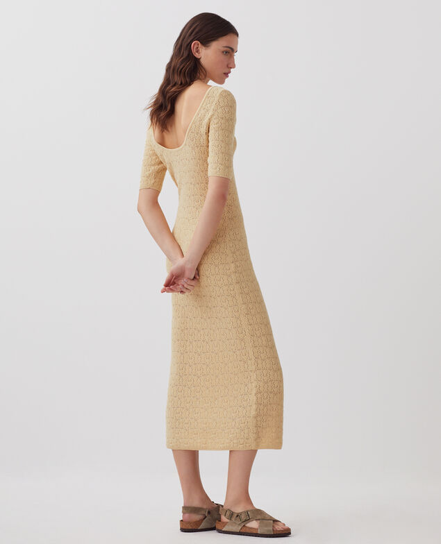 Robe longue crochet texturé en coton J300 natural