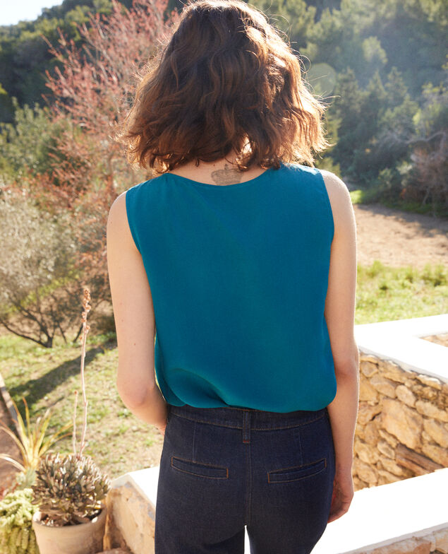 Débardeur en soie Turquoise