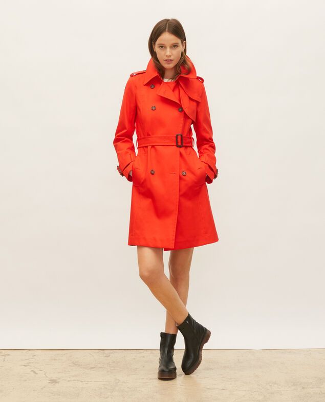 CATHERINE - Trench iconique en coton Fiery red