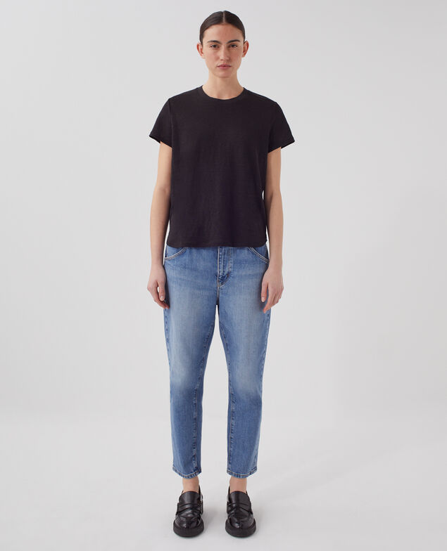 T-shirt col rond en lin AMANDINE H091 black beauty