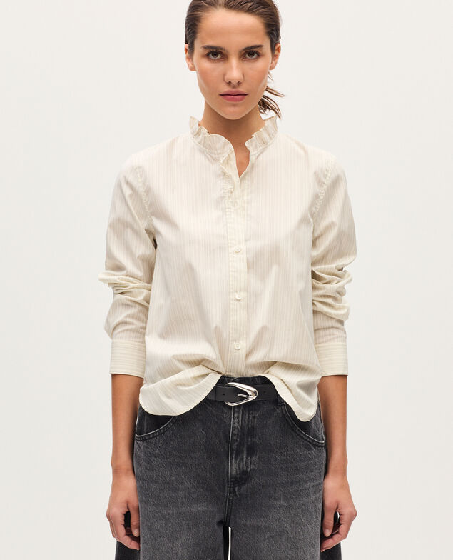 Chemise à col volanté K013 st ecru black