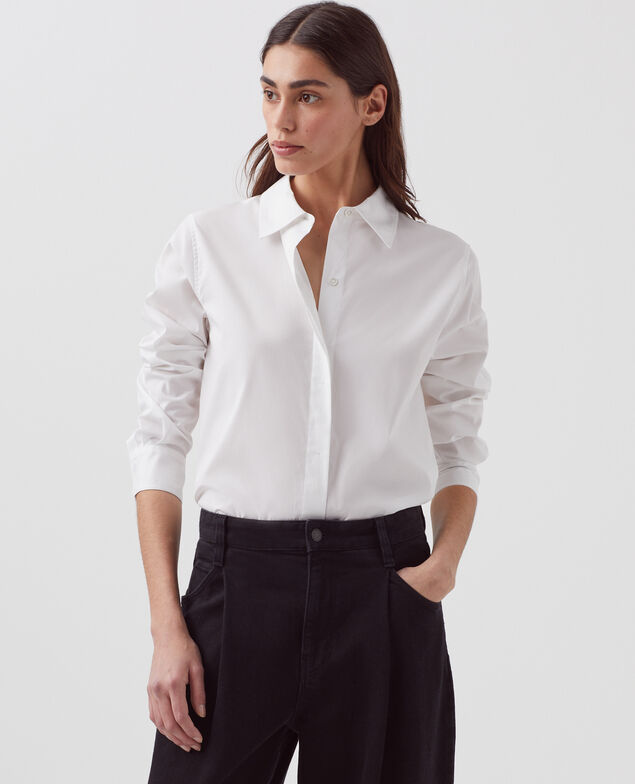 Chemise en popeline de coton 0007 white