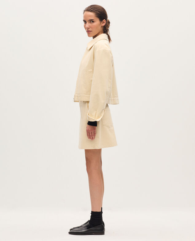 Jupe courte en velours côtelé U010 off white
