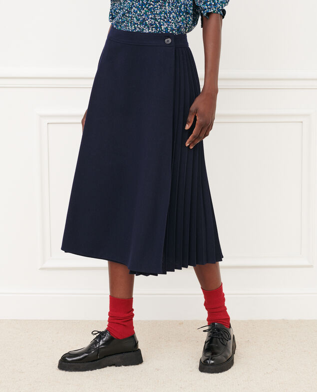 Jupe plissée en flanelle 7012c 69 navy