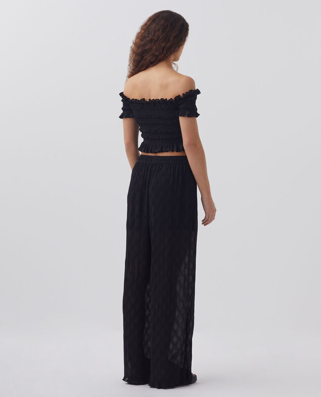 Top court à smocks H091 black beauty