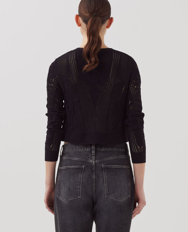 Cardigan en coton crochet H091 black beauty