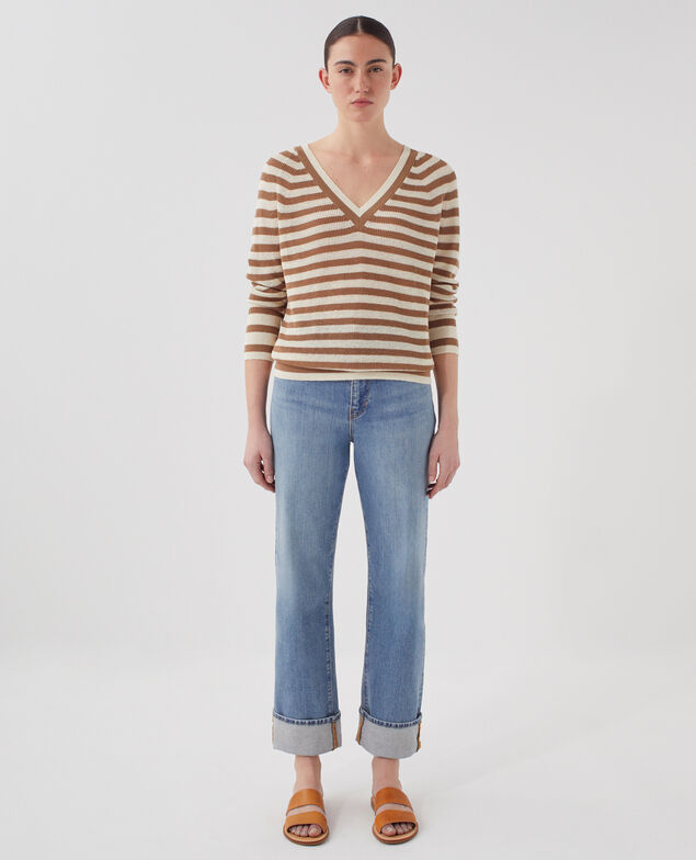 Pull col V en lin H321 thin gratinato