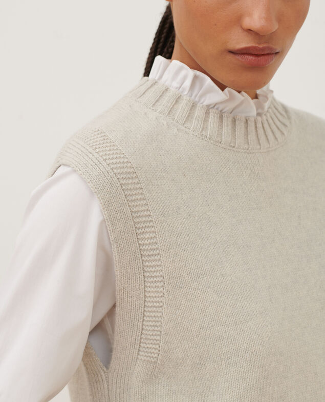 Pull sans manches A009 white knit