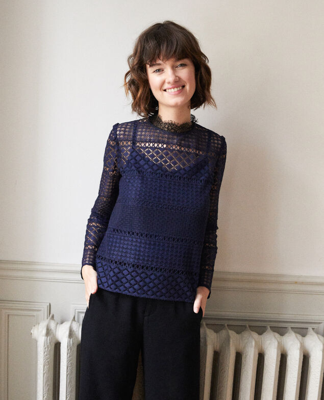Openwork lace blouse Peacoat