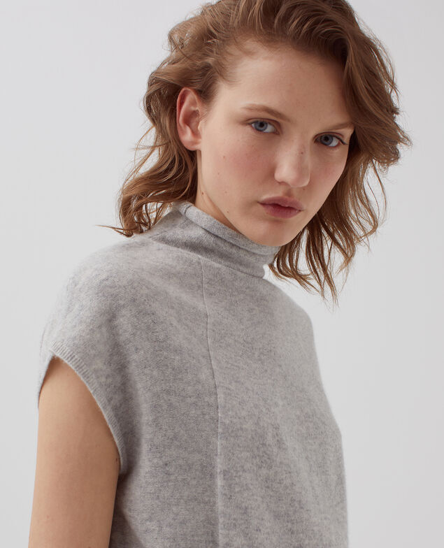 Pull sans manches en cachemire I020 ashen gray