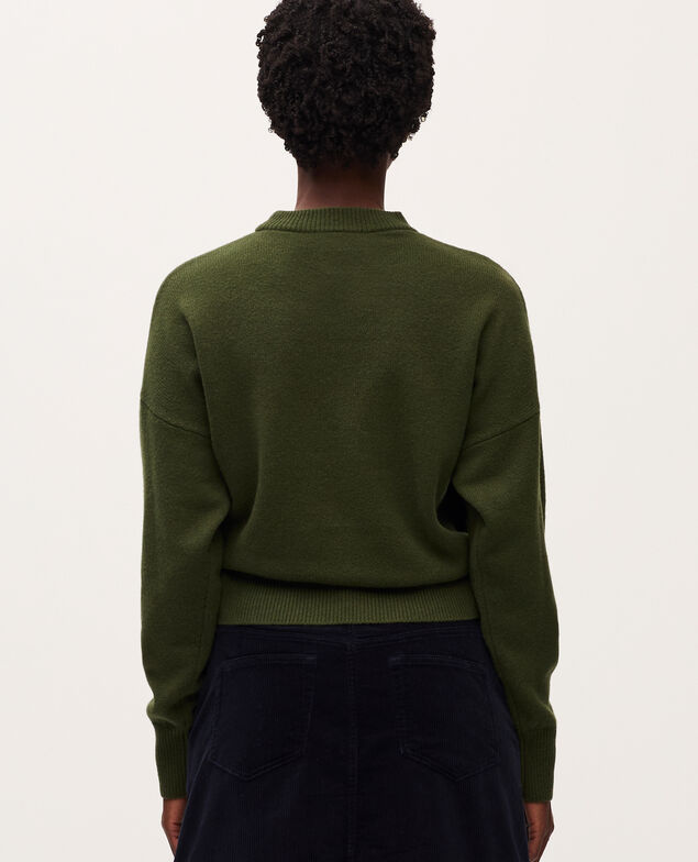 Pull col rond en laine U570 olive