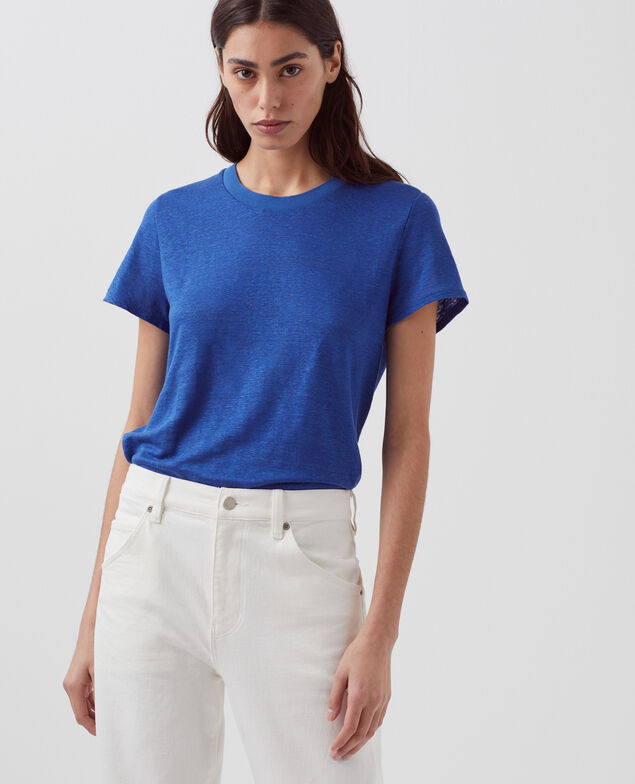 T-shirt col rond en lin AMANDINE H660 sodalite blue