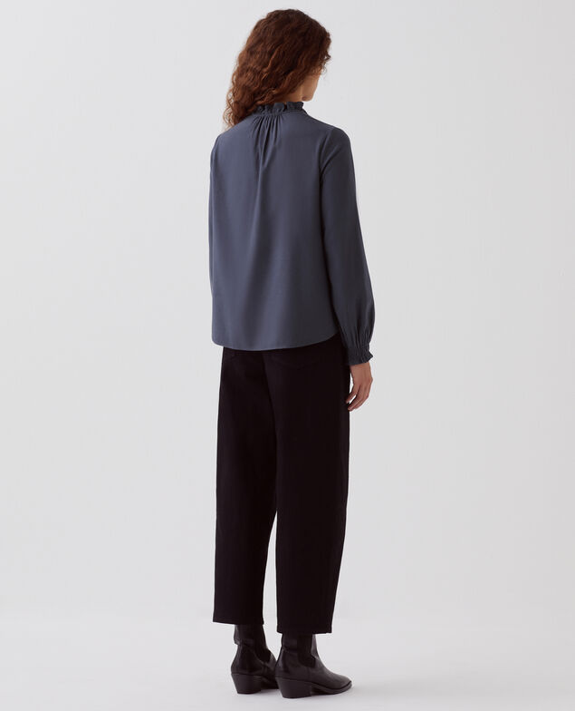 Blouse à col volanté I083 odyssey gray
