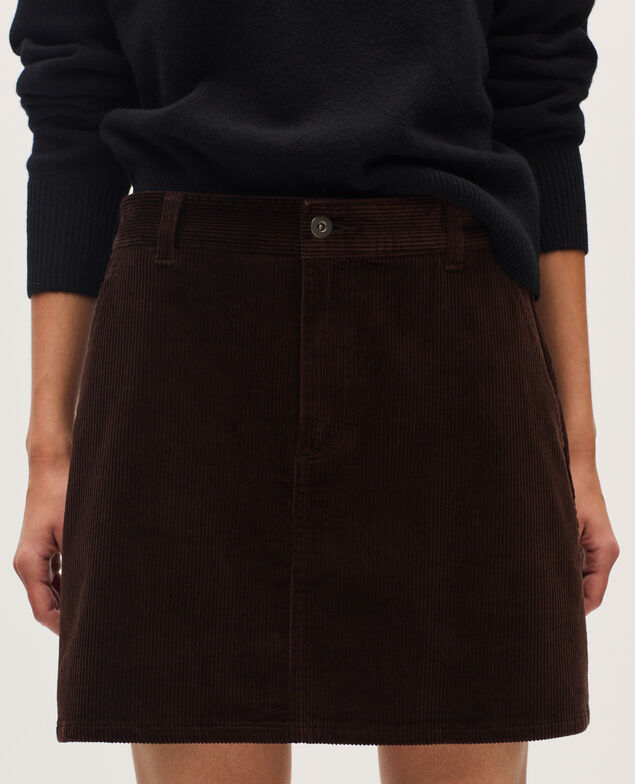 Jupe courte en velours côtelé U380 dark brown