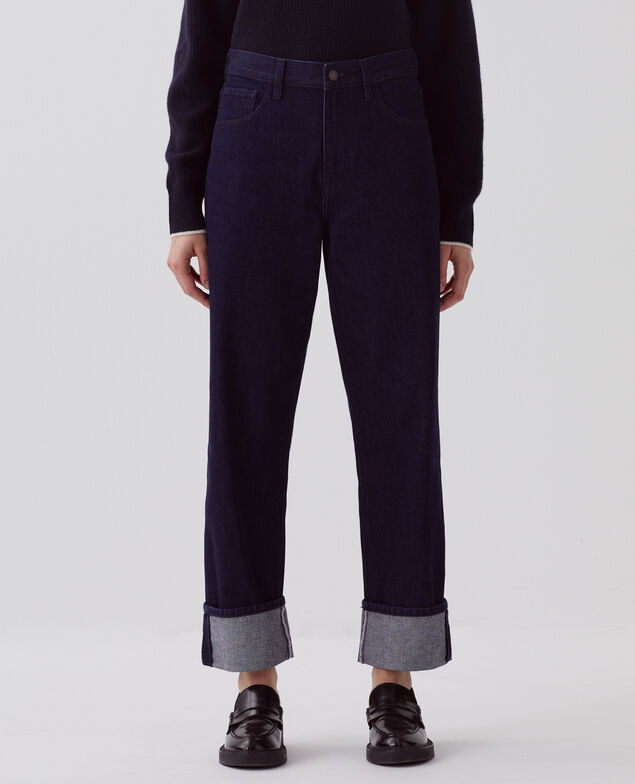 Jean regular à larges revers U690 navy
