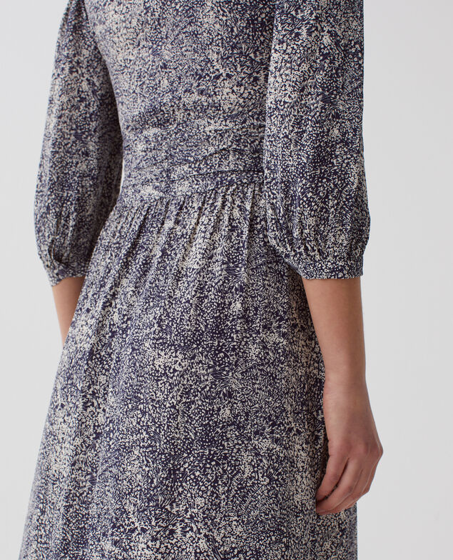 Robe longue fluide H690 micro fl navy