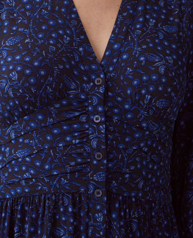 Robe longue fluide I662 batik navy
