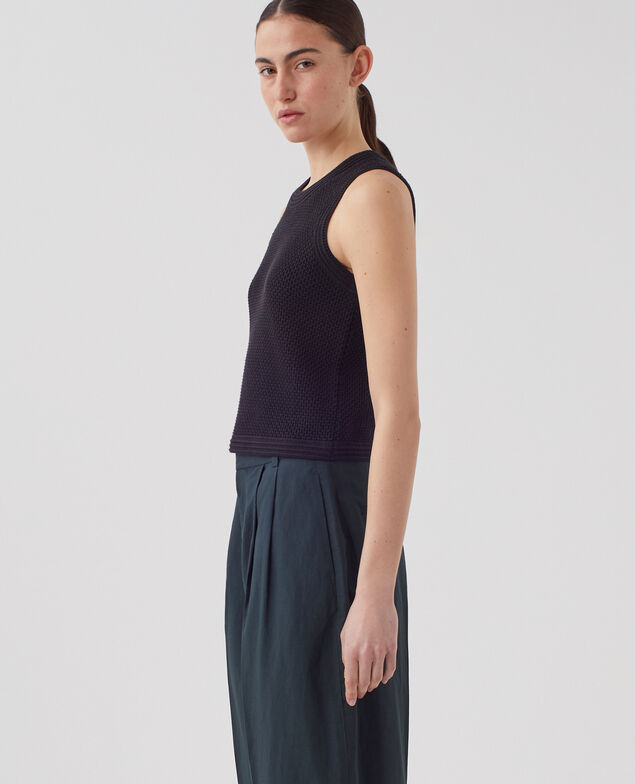 Débardeur maille ajourée en coton U090 black