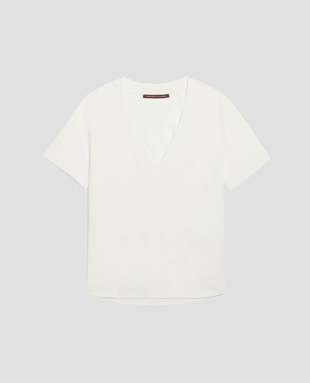 T-shirt col V en coton LEA H003 white