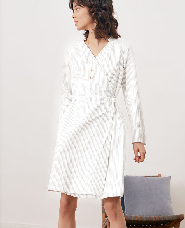 Robe cache cœur rayée Off white/navy stripes