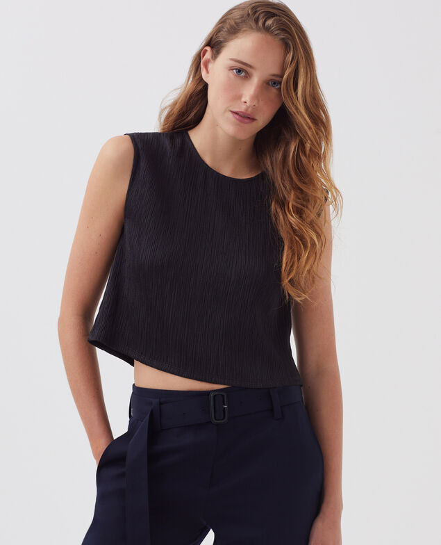 Top texturé sans manches H091 black beauty