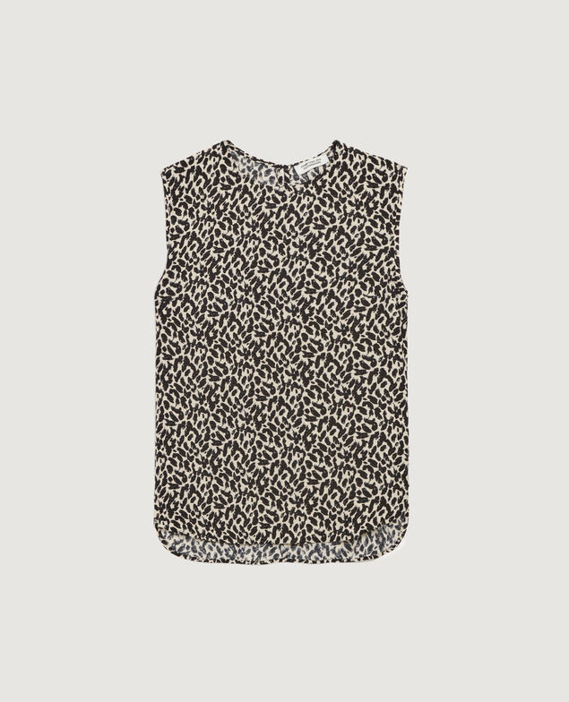 Top sans manches fluide K010 leo ecru