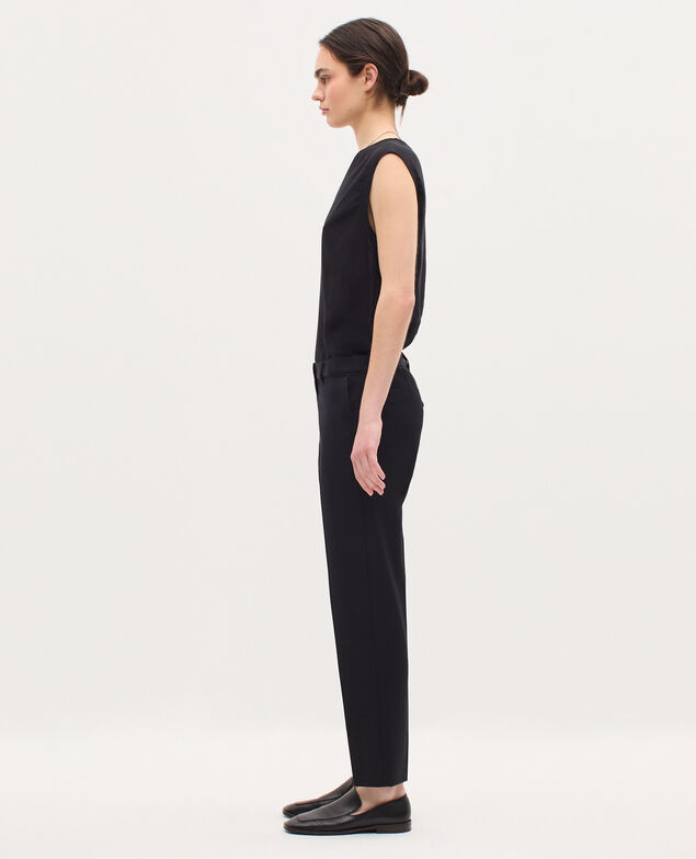 Pantalon cigarette en laine H091 black beauty