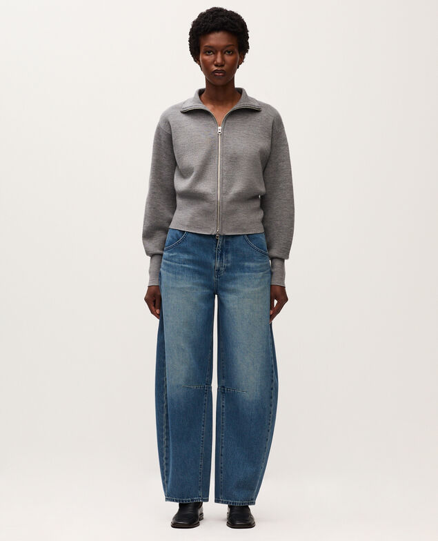 Cardigan zippé en laine mérinos K070 mel gray