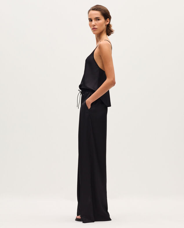 Pantalon large fluide satiné H091 black beauty