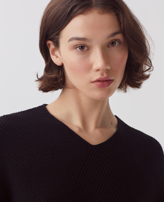 Pull col V en coton H091 black beauty