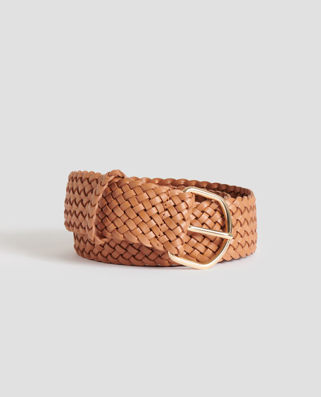 Ceinture large tressée en cuir J490 mustard gold