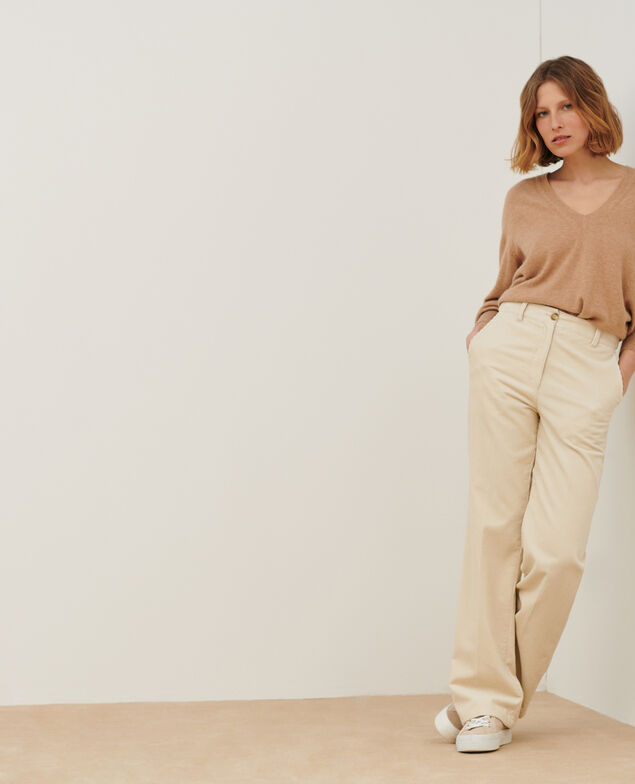 Pantalon droit en velours côtelé BLANDINE 7107c 02 white