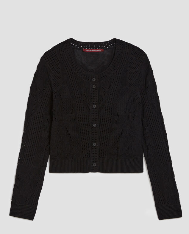 Cardigan en coton crochet H091 black beauty