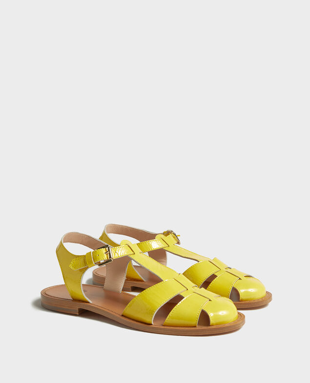 Sandales en cuir verni Maize