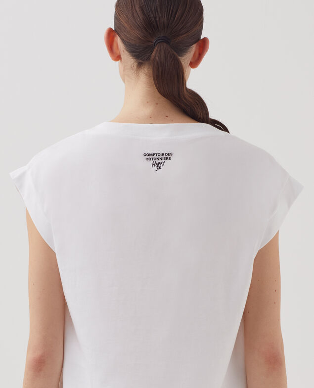 T-shirt boxy en coton J000 white base 95