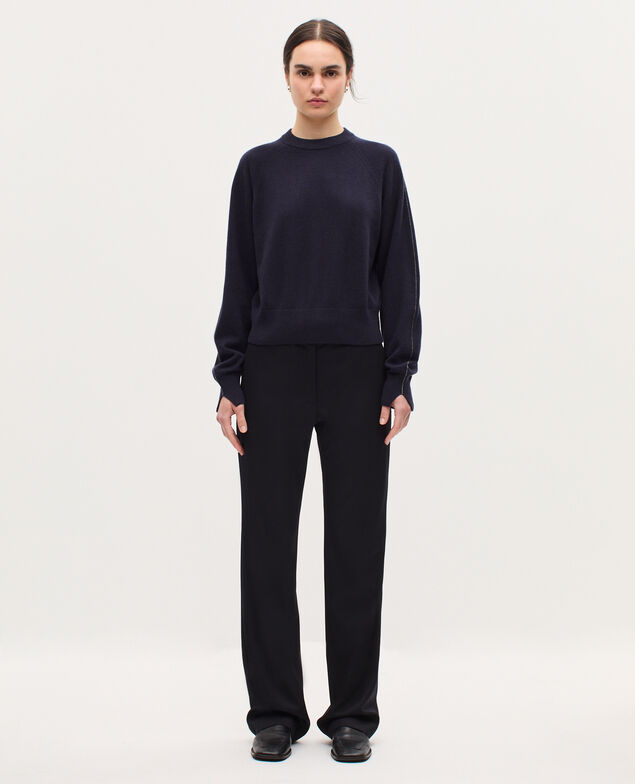 Pull col rond en cachemire K691 navy st gray