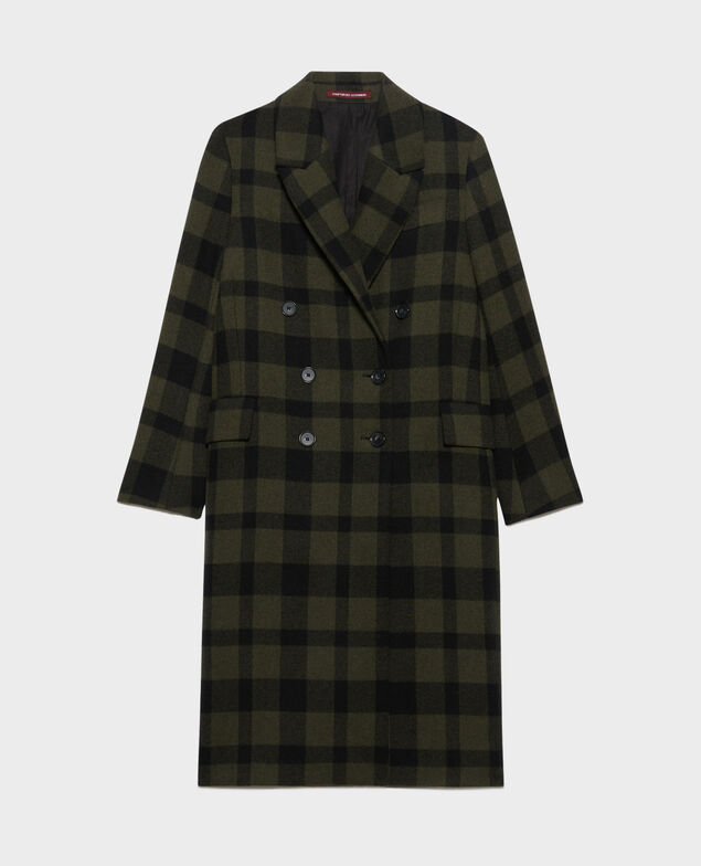 Manteau long en laine mélangée 8862 56 olive check