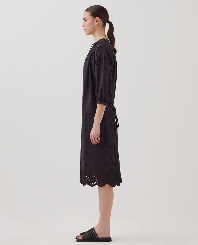 Robe midi broderie anglaise en coton H091 black beauty