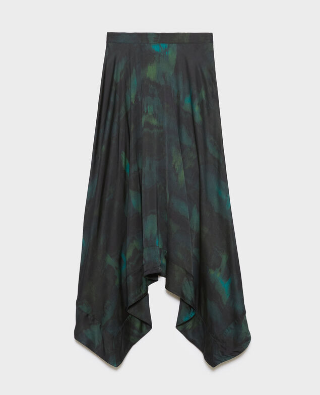 Jupe longue fluide A581 print bolero green