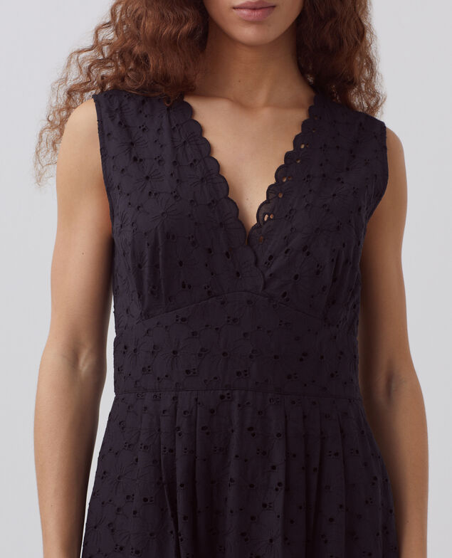 Robe longue broderie anglaise H091 black beauty
