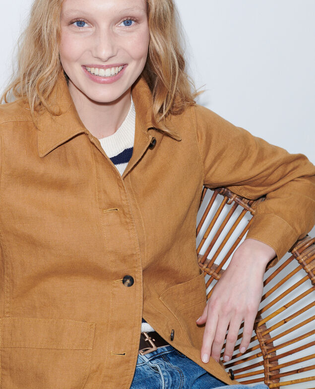 Veste de travail en lin Panama 36 brown