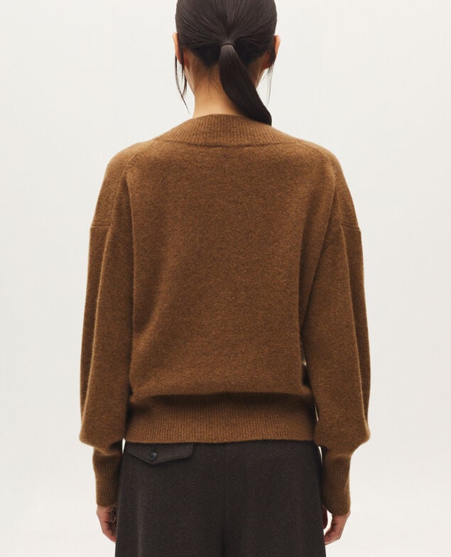 Pull col V en cachemire K350 mel brown