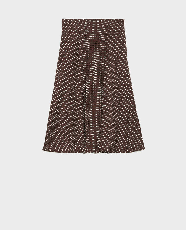 Jupe patineuse en soie Little pois coffee bean