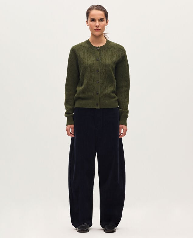 Cardigan col rond  U570 olive
