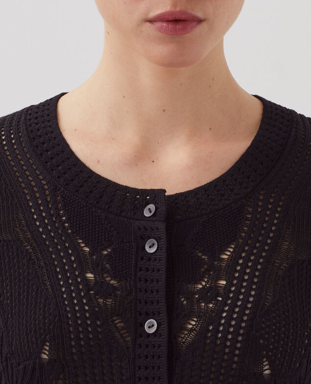 Cardigan en coton crochet H091 black beauty